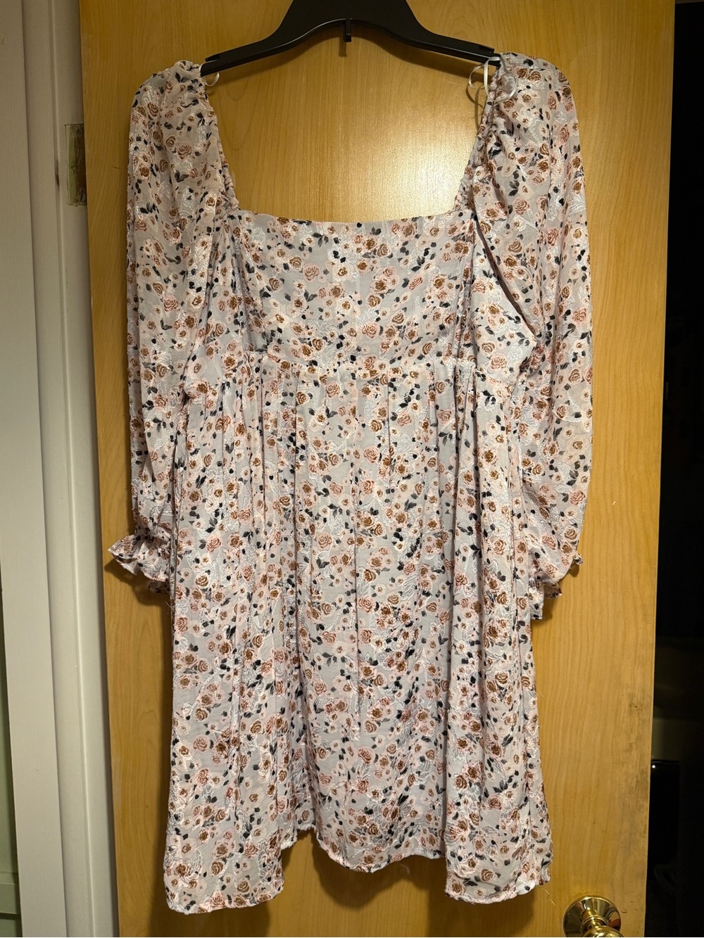 Floral Puff Sleeve Square Neck Mini Dress